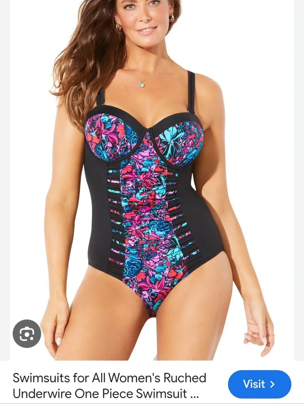 Swimsuits For All Size 14 Floral Bouquet One Piece Swimsuit Slimming Padded